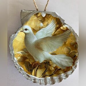Dove Handcrafted Shell Ornament 3 inch Decoupage